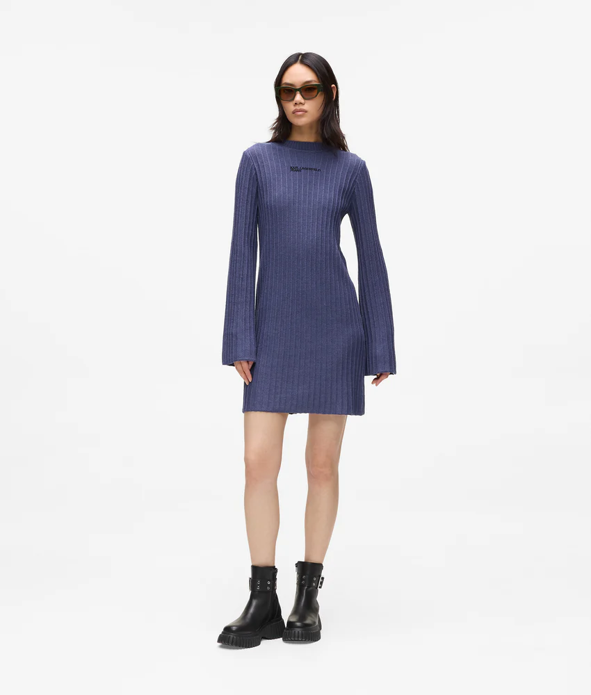 Pleated knit dress