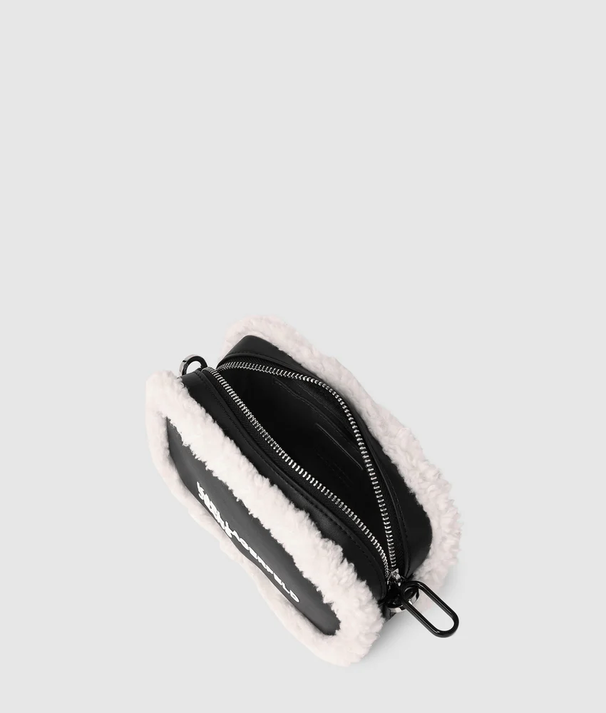 Shearling crossbody camera bag