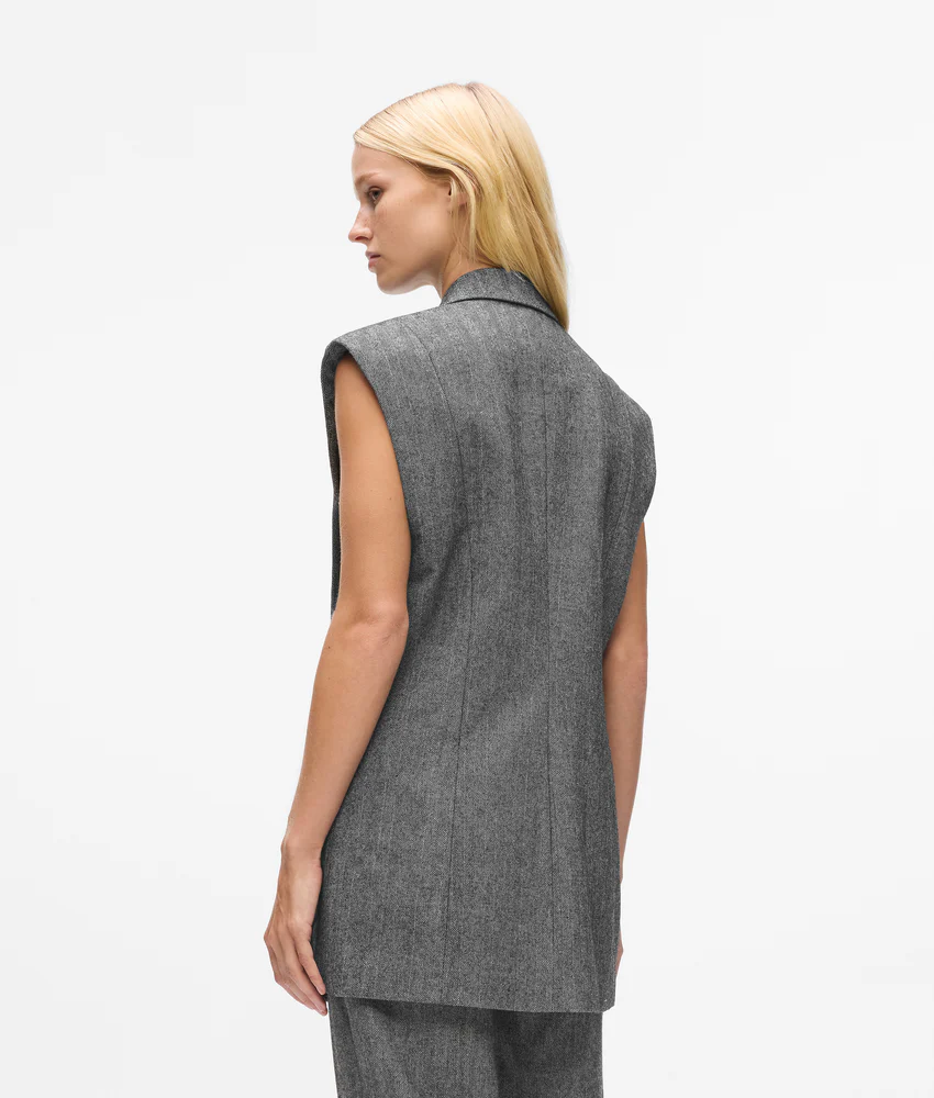 Sequin lapel tweed gilet