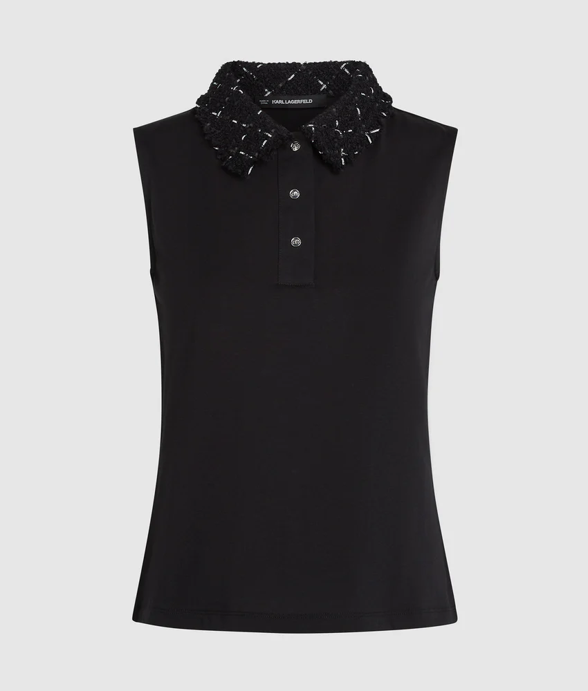 Boucl�� detail polo shirt
