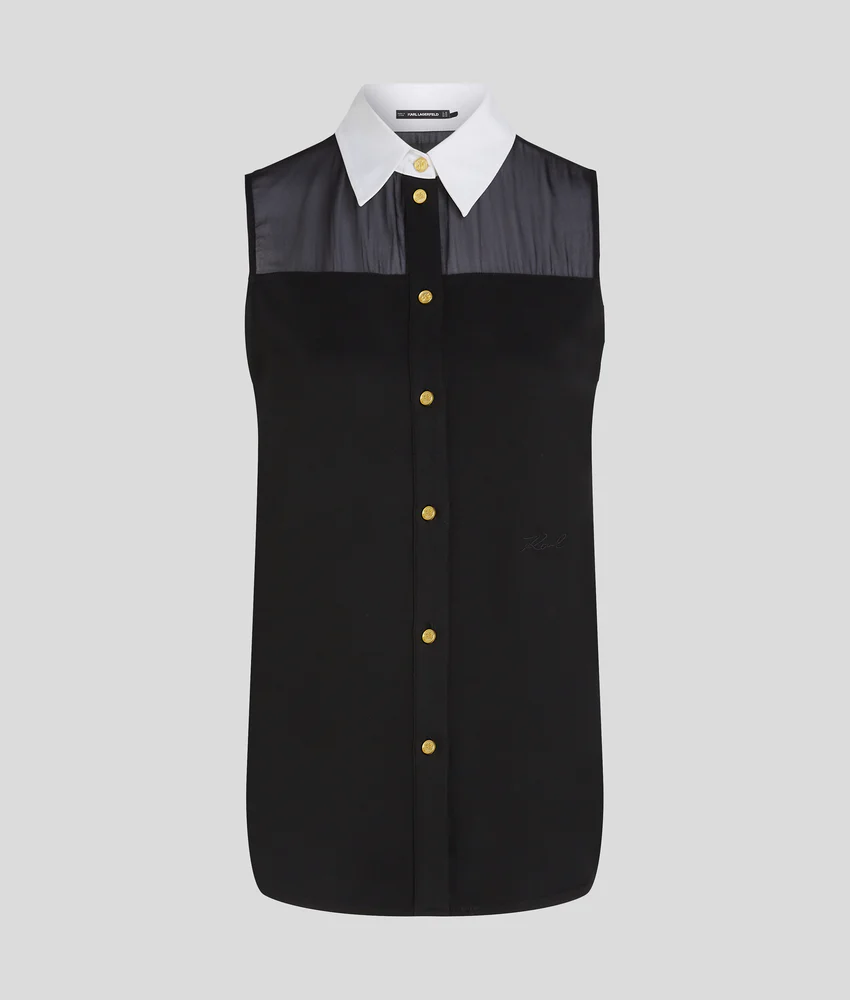 POPLIN COLLAR SLEEVELESS BLOUSE