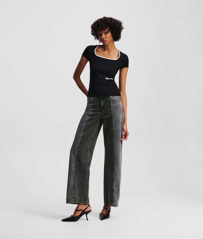 TWO-TONE MID-RISE RELAXED JEANS