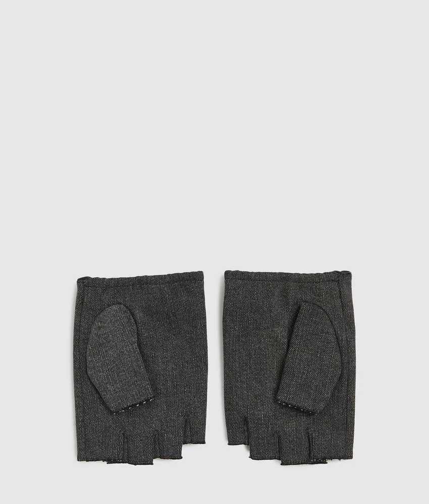 Fingerless denim gloves