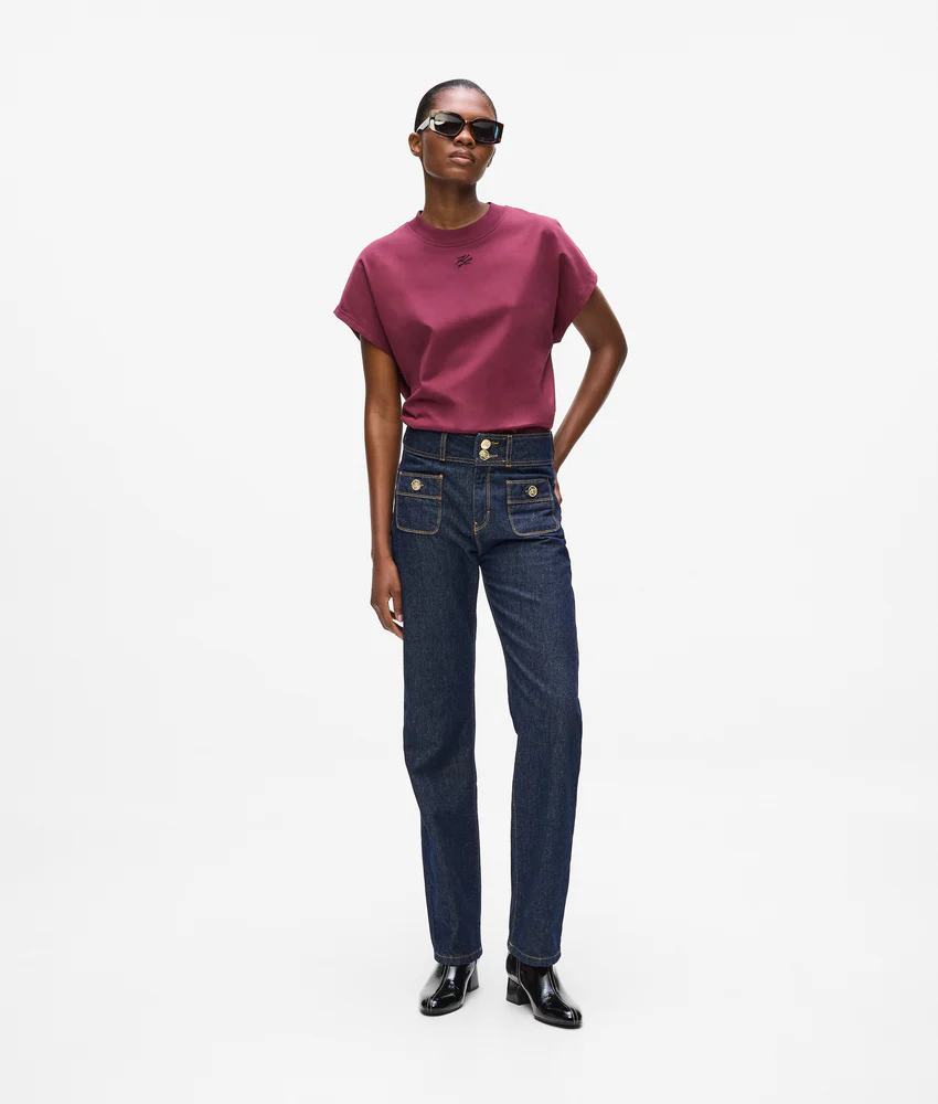 Button-detail straight jeans