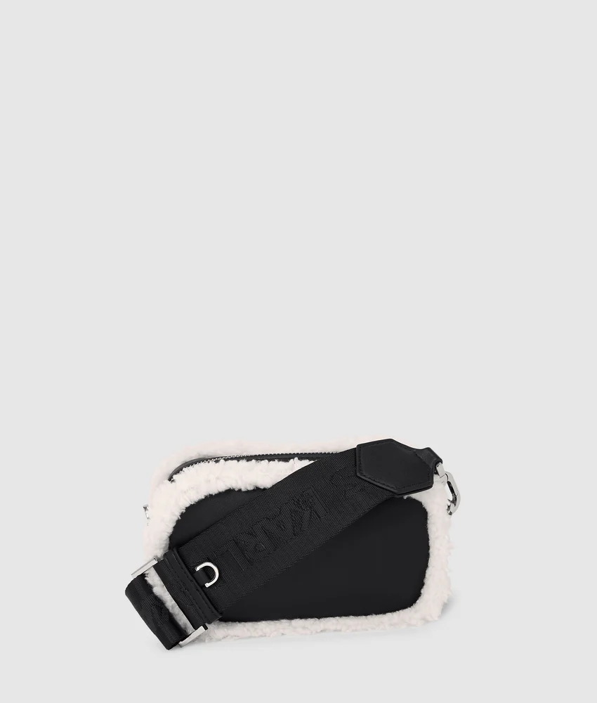 Shearling crossbody camera bag