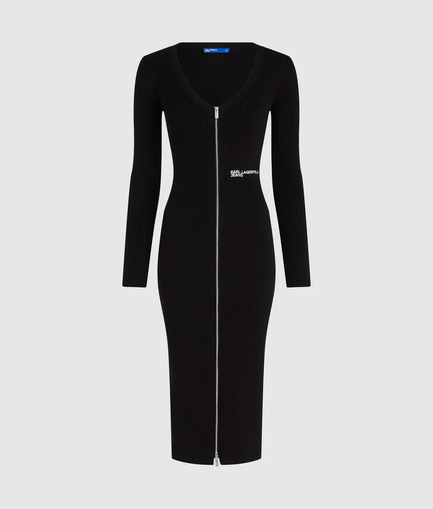 Zip-front knit dress