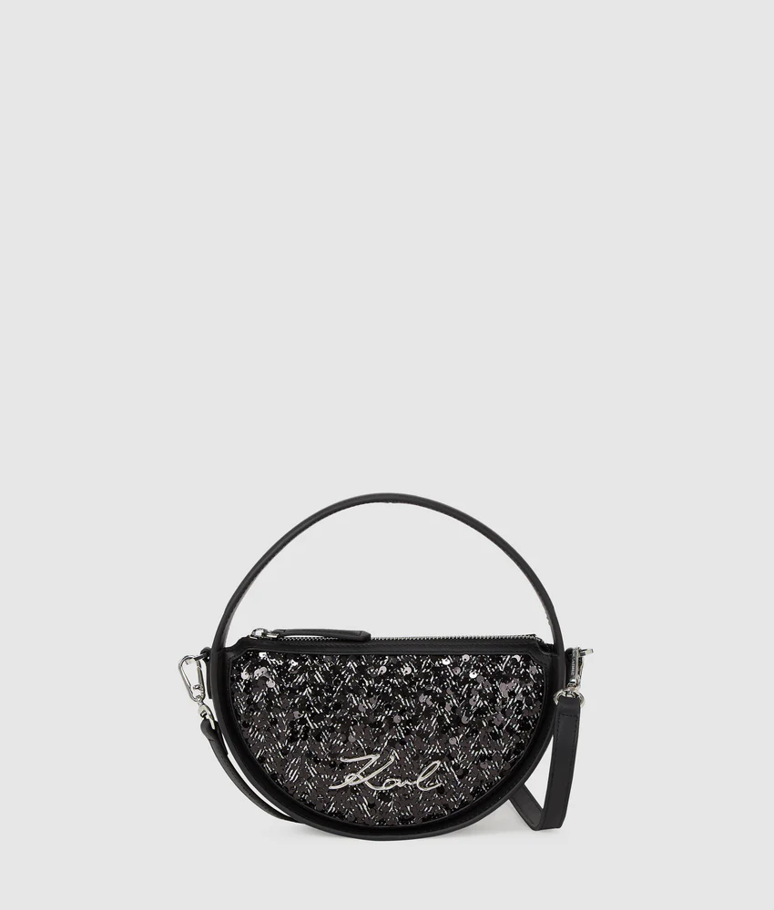K/Signature sequin round crossbody bag