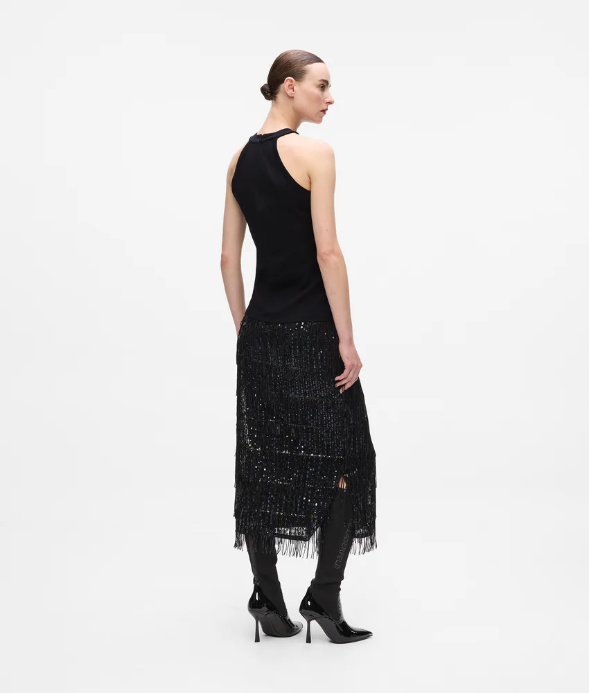 Rhinestone halter-neck top