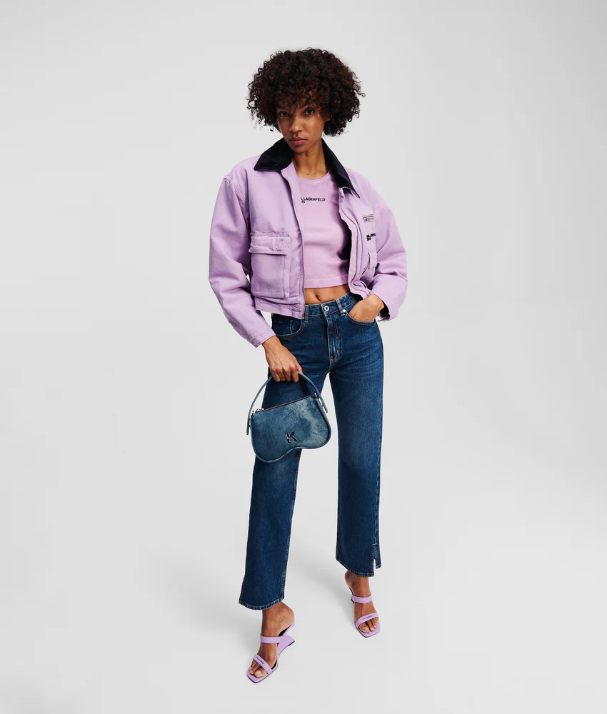 SUNGLASSES DENIM TOP-HANDLE BAG