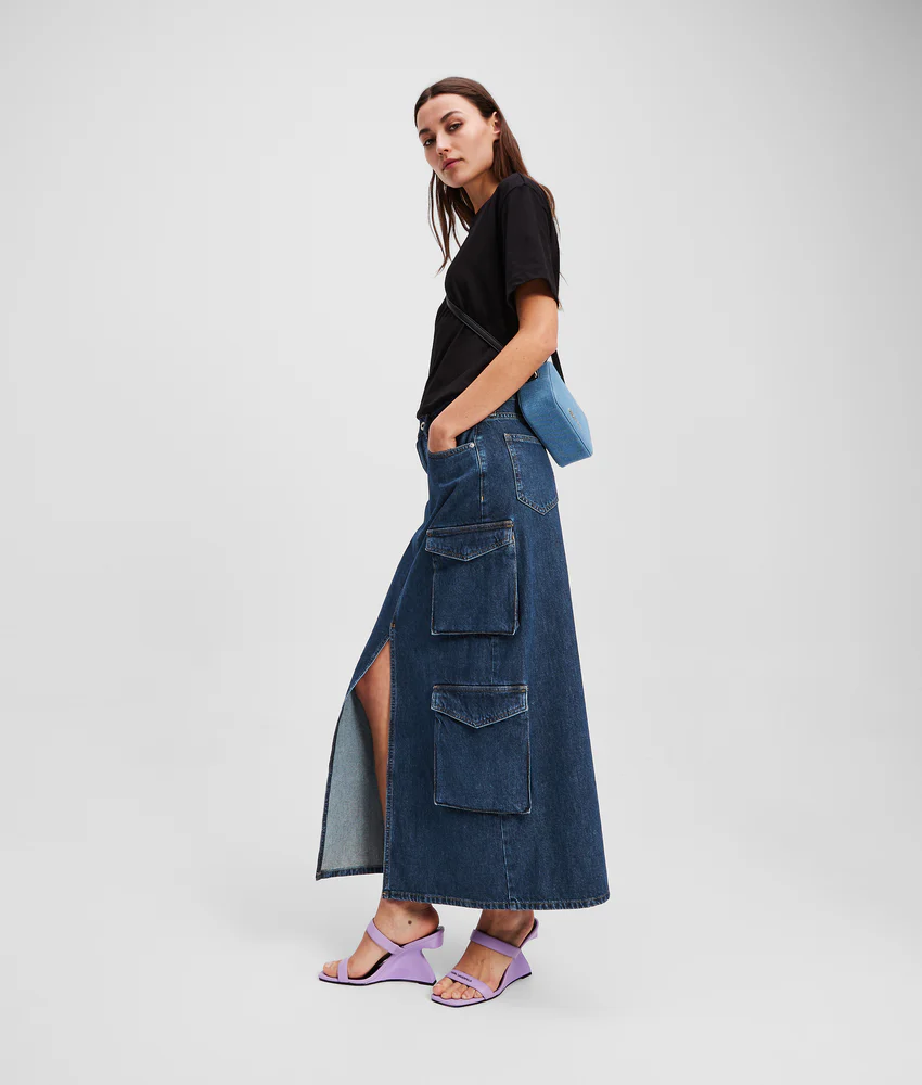 UTILITY DENIM MAXI SKIRT