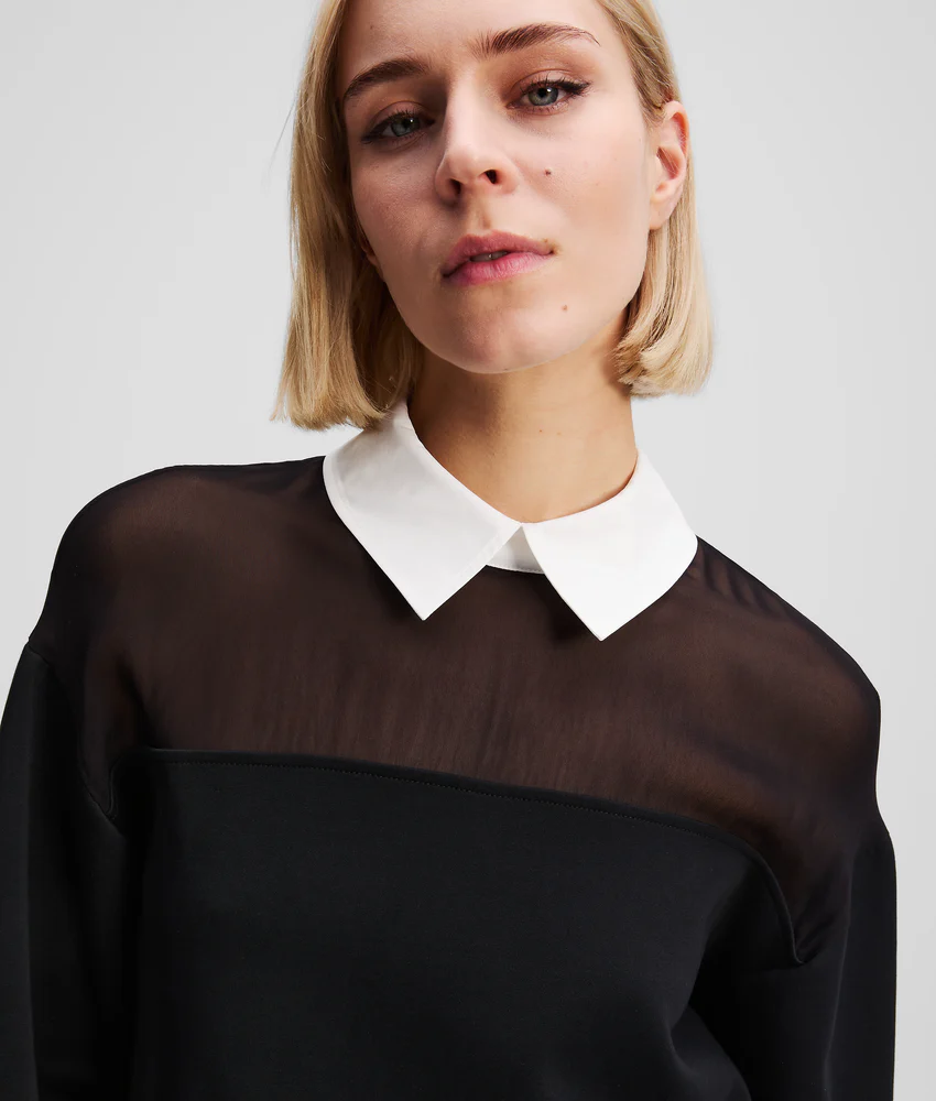 POPLIN COLLAR SWEATSHIRT