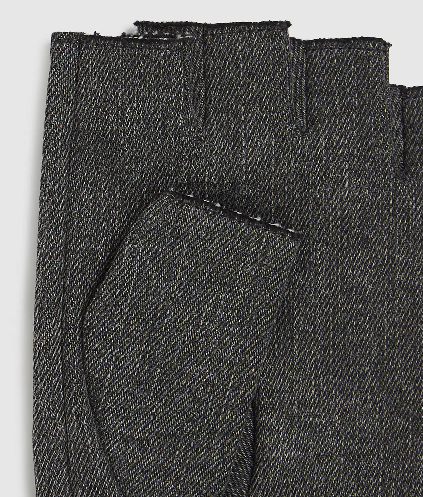 Fingerless denim gloves