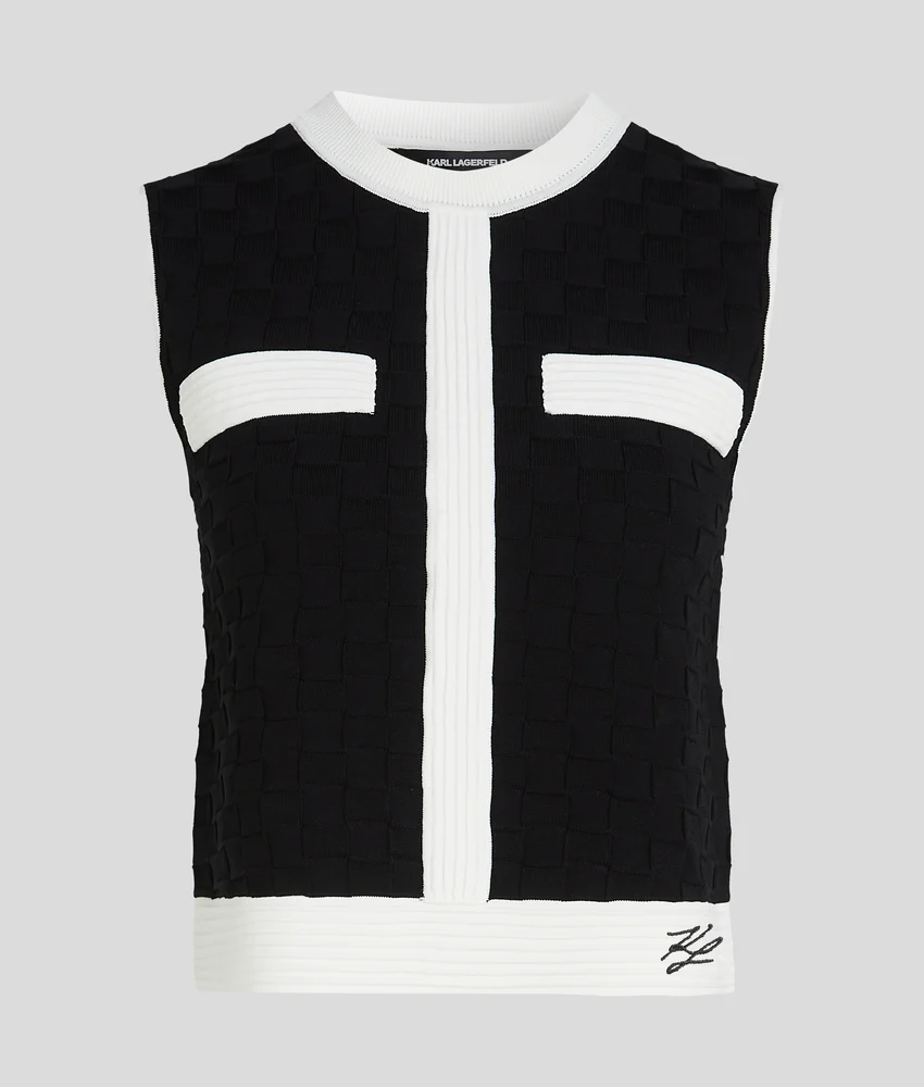 CONTRAST PIPING KNIT TOP