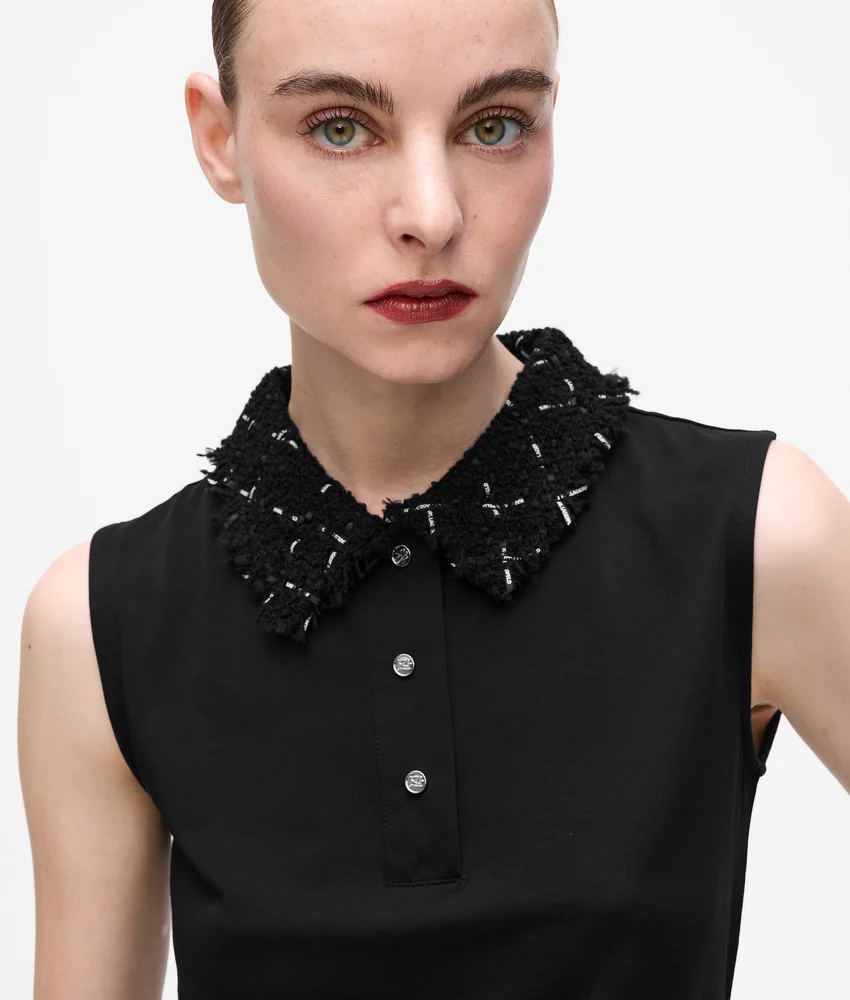 Boucl�� detail polo shirt