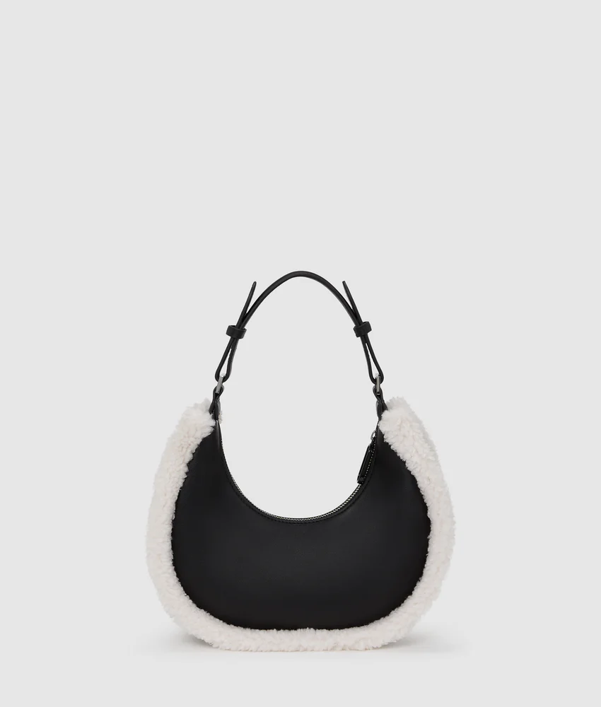 Shearling moon shoulder bag