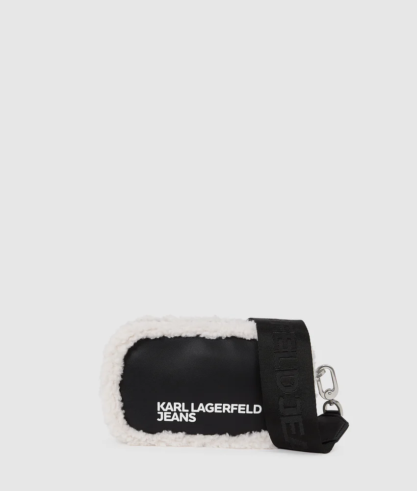 Shearling crossbody camera bag