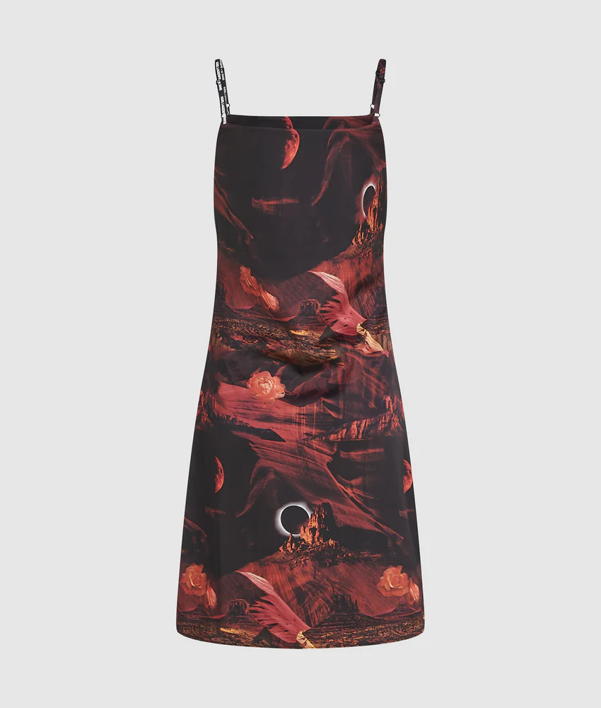 All-over-print satin dress