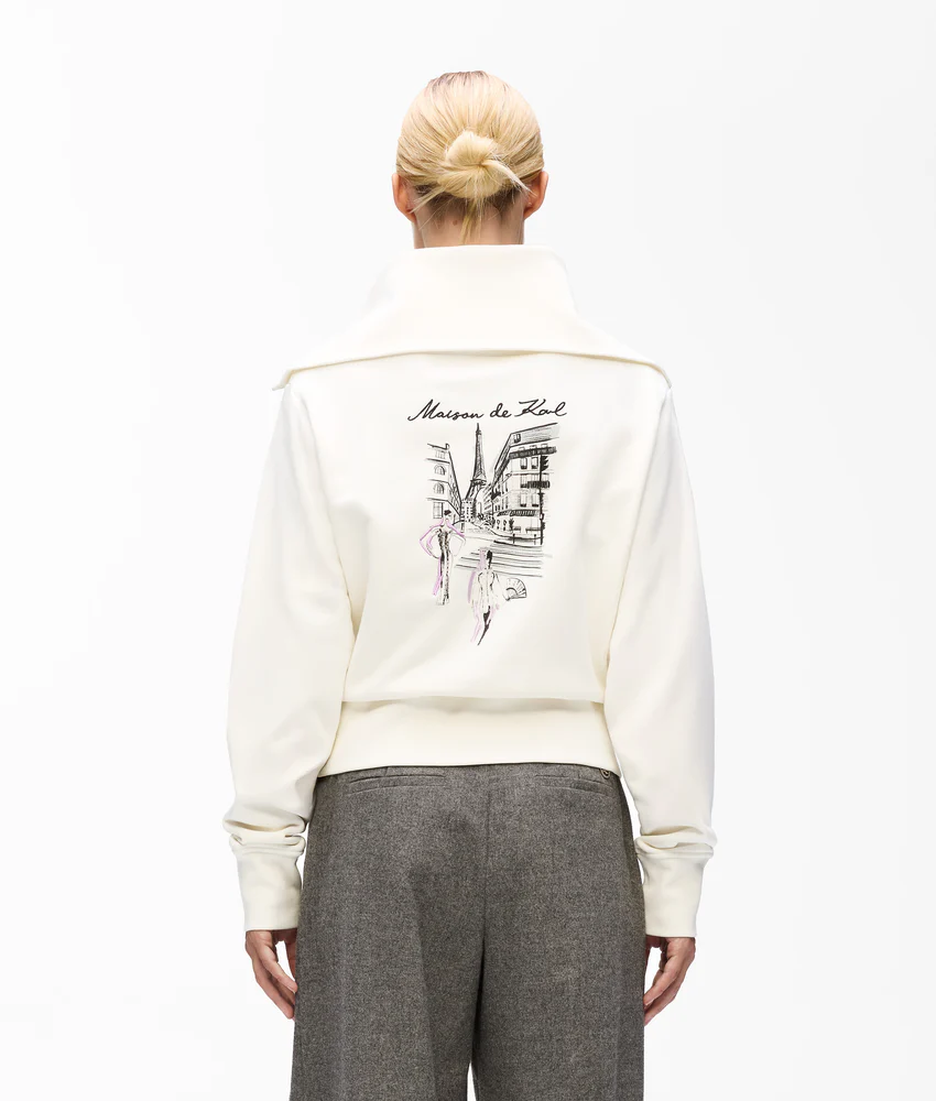 Paris sketch half-zip sweatshirt