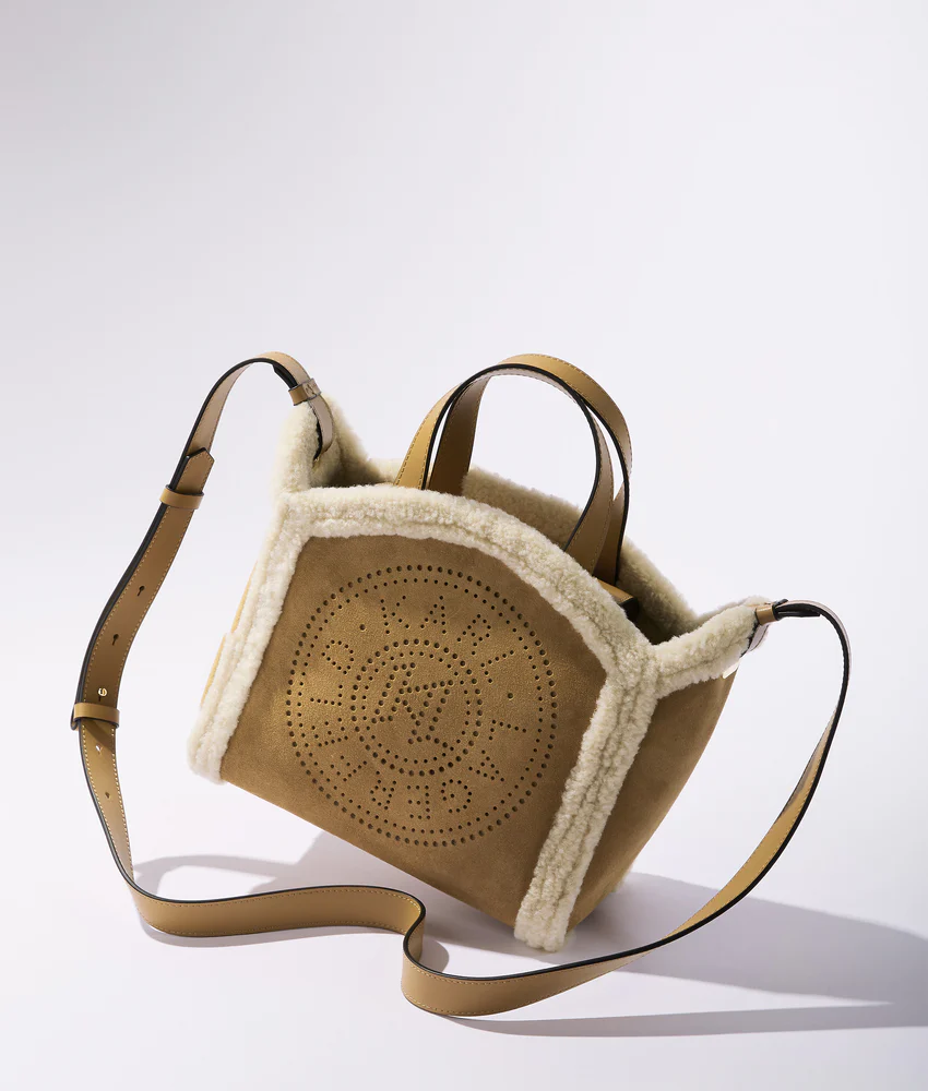 K/Circle small shearling tote bag