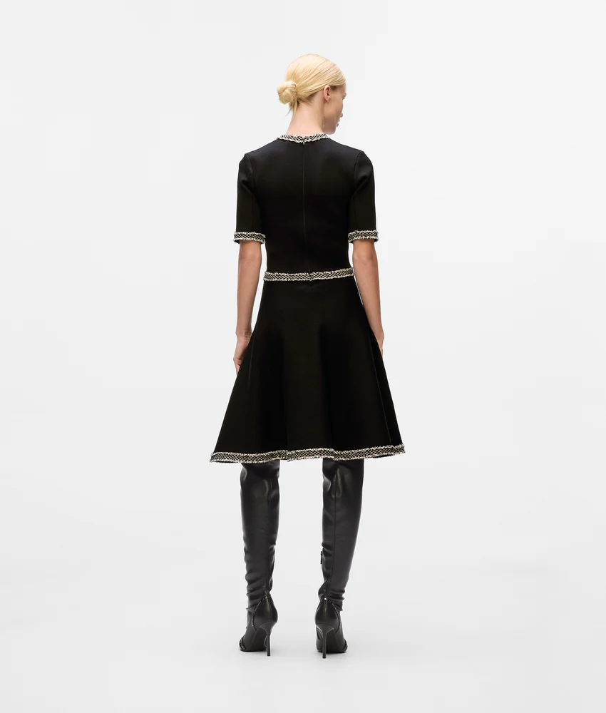Boucl�� detail knit dress