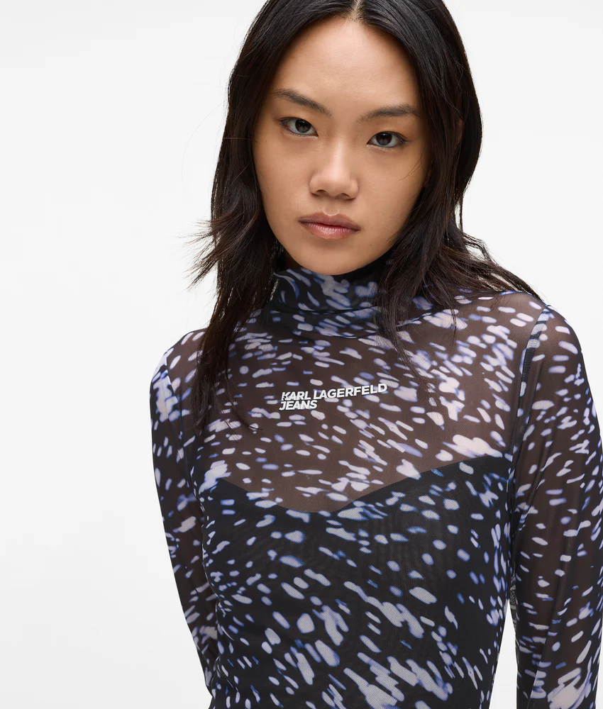 All-over-print mesh dress