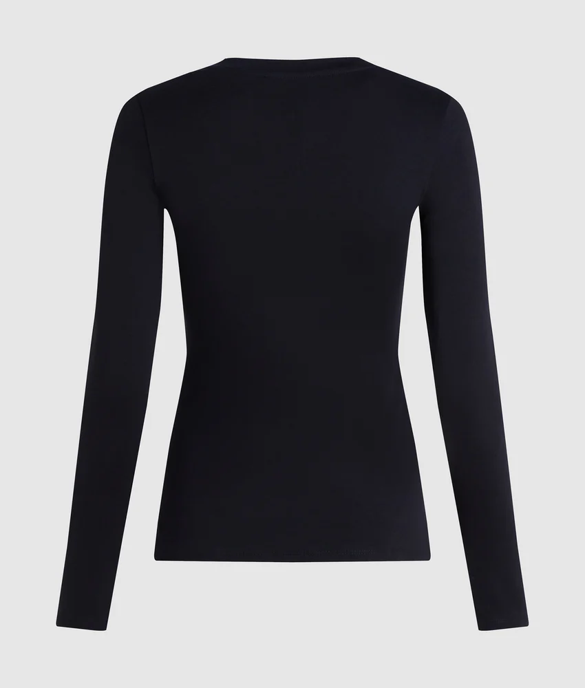 Button-detail long-sleeved T-shirt