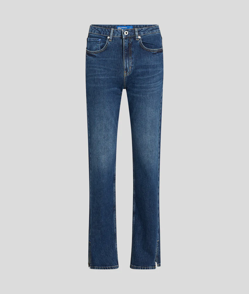 SPLIT-HEM HIGH-RISE STRAIGHT JEANS