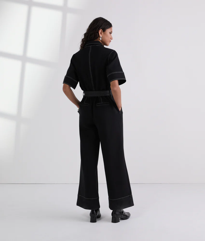 CONTRAST STITCH JUMPSUIT