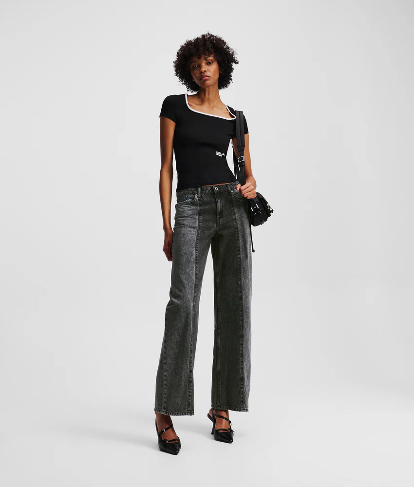 TWO-TONE MID-RISE RELAXED JEANS