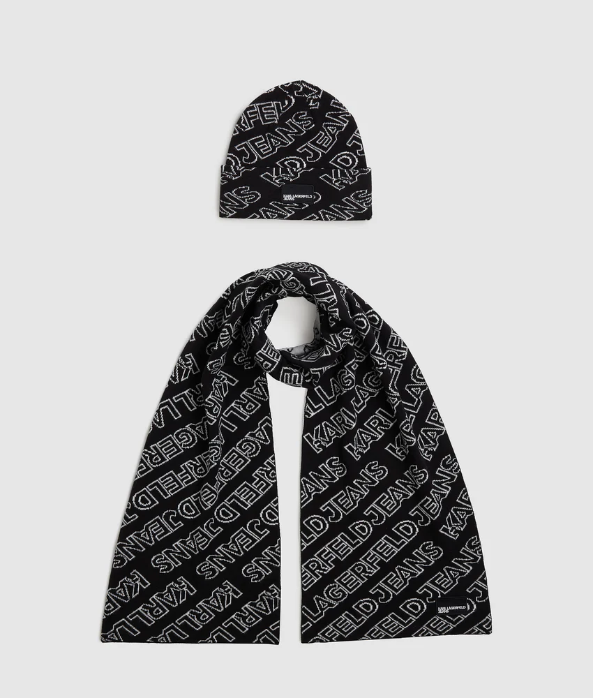 Logo scarf and beanie gift set