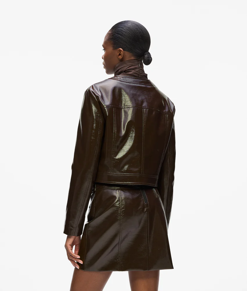 Patent faux-leather jacket