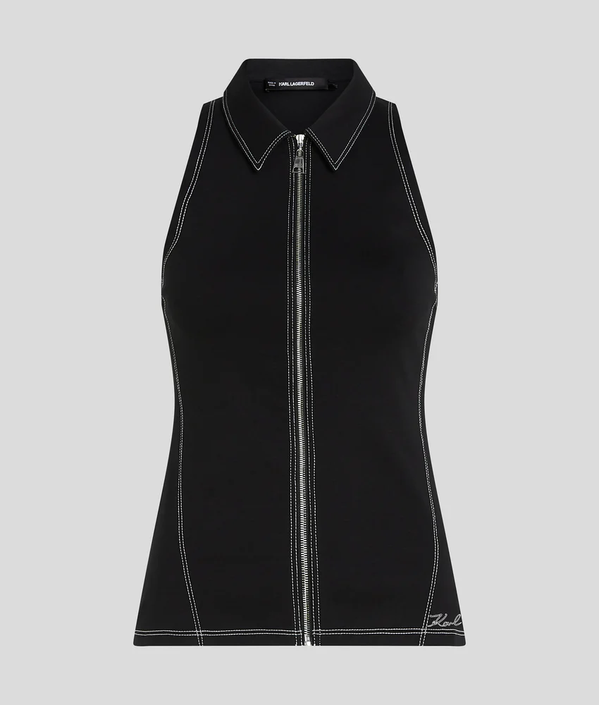 CONTRAST STITCH SLEEVELESS TOP