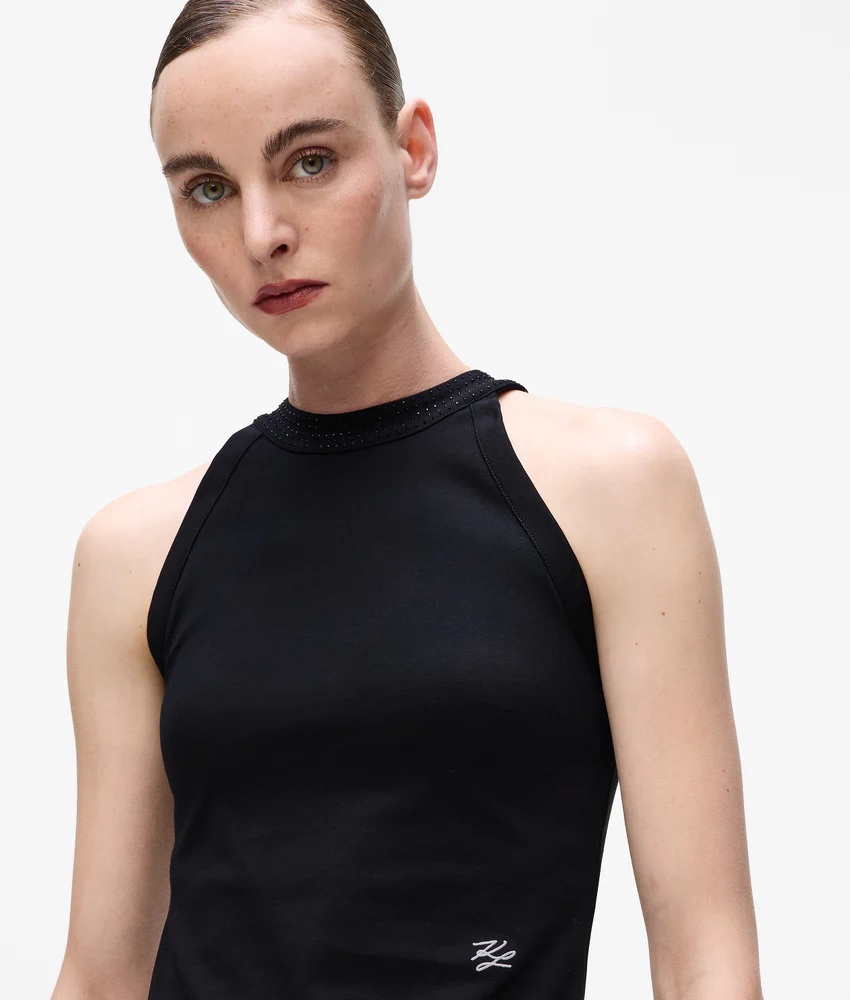 Rhinestone halter-neck top