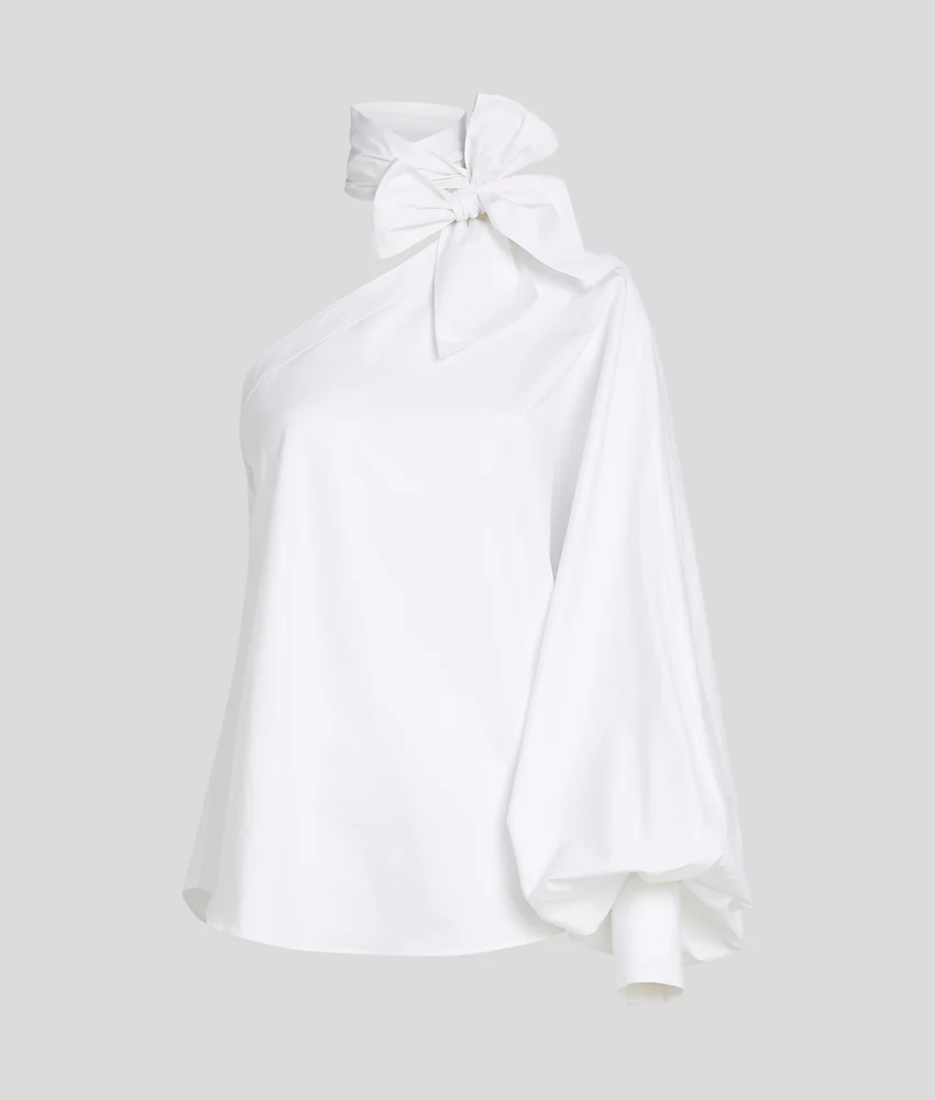 ONE-SLEEVE BOW-DETAIL SHIRT