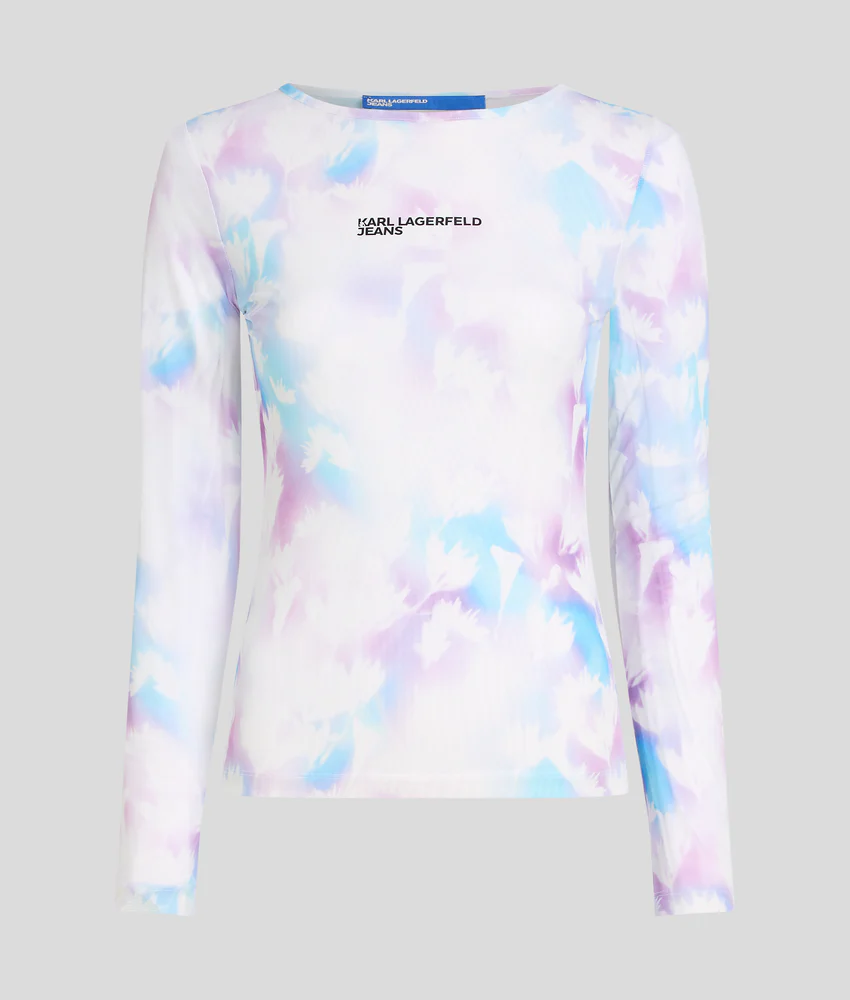 FLORAL-PRINT MESH T-SHIRT