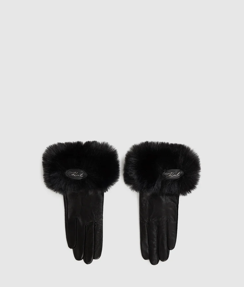 K/Signature faux-fur gloves