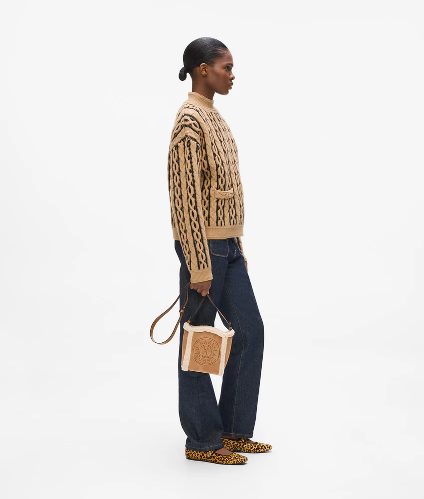 K/Circle small shearling bucket bag