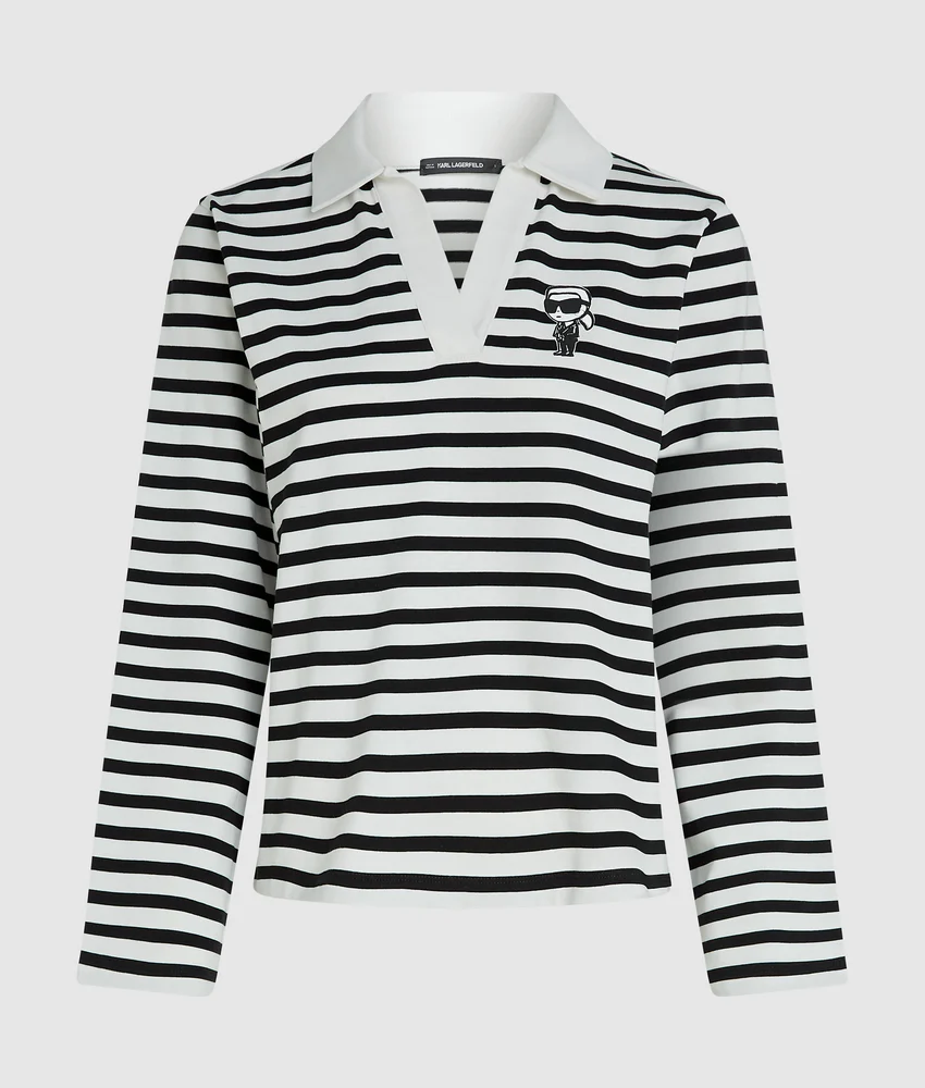 Ikon striped long-sleeved polo shirt