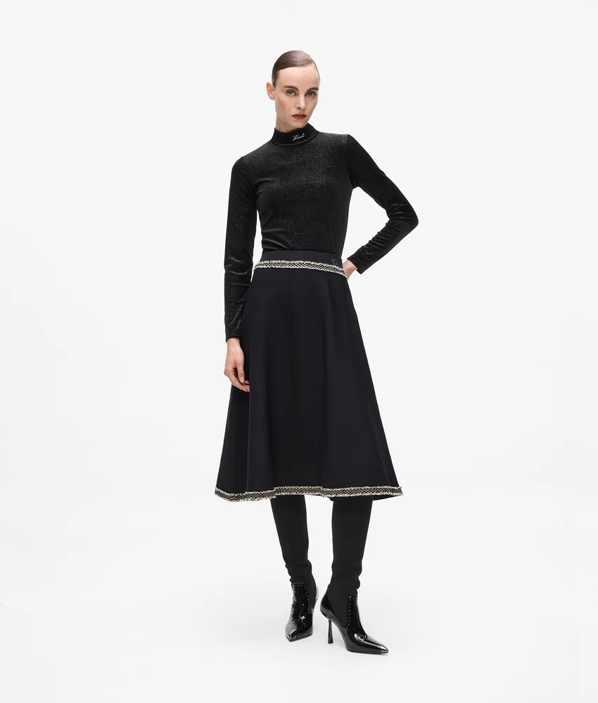 Boucl�� detail knit skirt