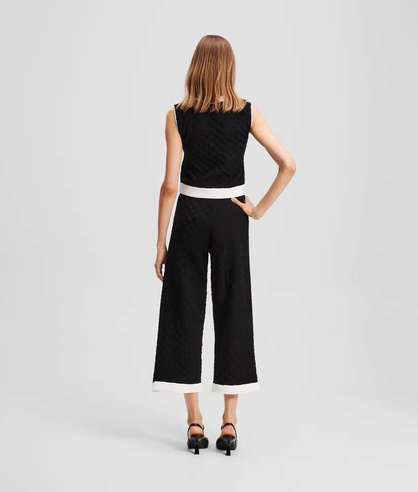 CONTRAST PIPING KNITTED PANTS