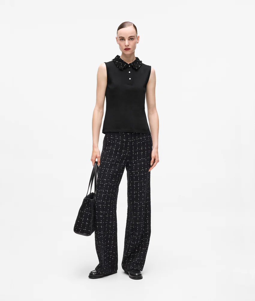 Boucl�� detail polo shirt