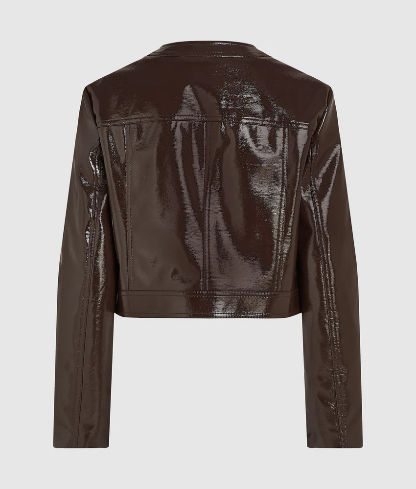 Patent faux-leather jacket