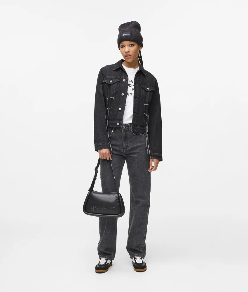 Lace-up denim jacket