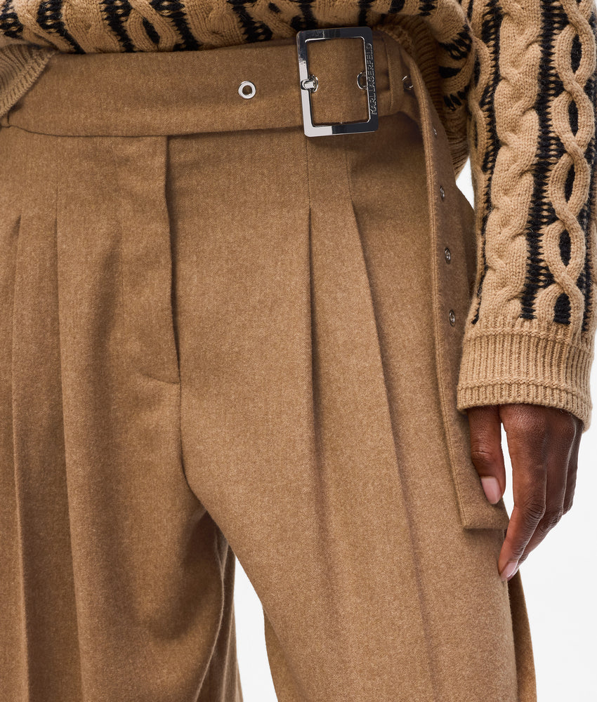 Wool-blend wide leg pants