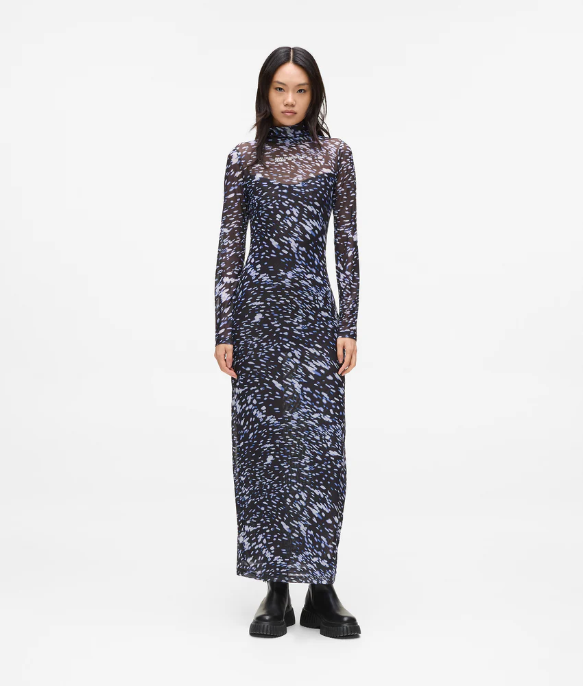 All-over-print mesh dress