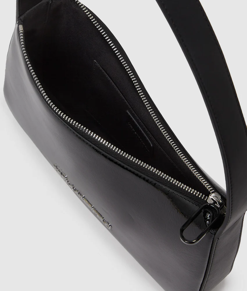 Logo shiny shoulder bag