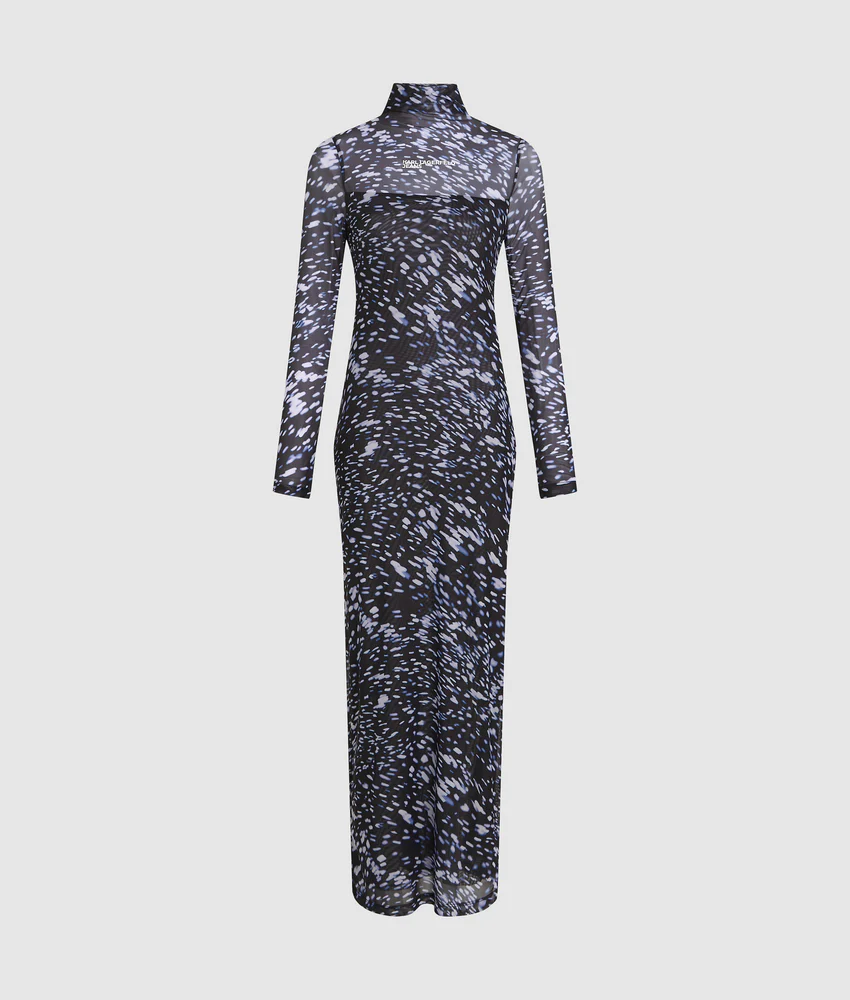 All-over-print mesh dress