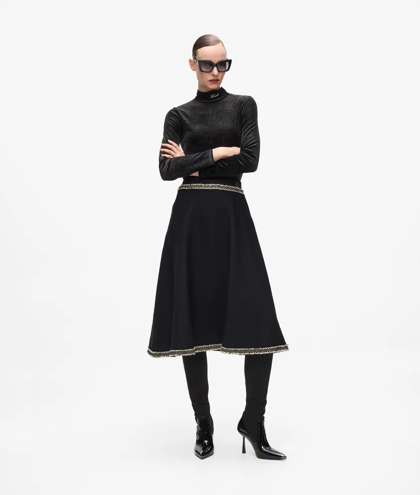 Boucl�� detail knit skirt