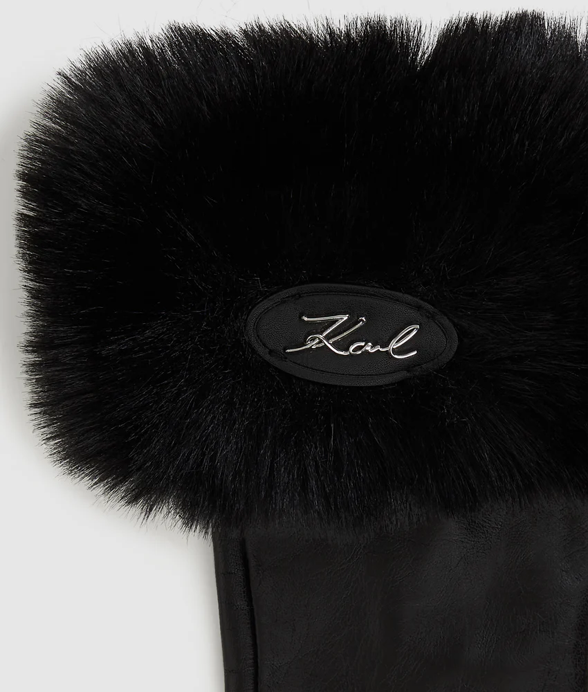 K/Signature faux-fur gloves
