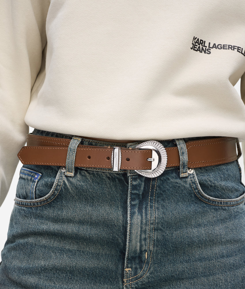 Western round buckle belt